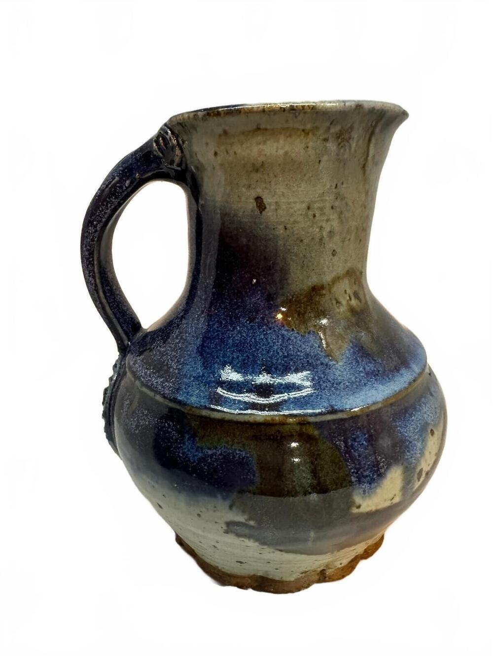 Vintage Blue Purple Glaze Studio Pottery Pitcher